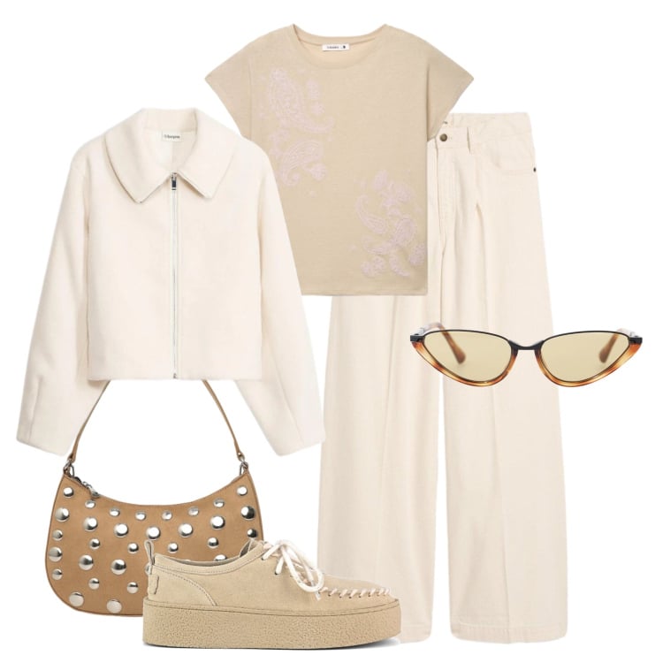 Outfit donna - Giacca passpartout primavera. Stile Casual per Tutti i giorni. Abbinamento con blazer, jeans, occhiali da sole, t-shirt, borse a tracolla, mocassini.