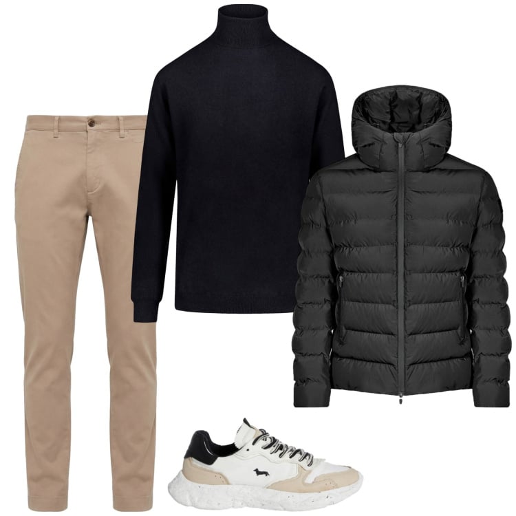 Outfit uomo - Un po\' intellettuale. Stile Casual per Tutti i giorni. Abbinamento con sneakers, pantaloni chino, bomber, maglieria.