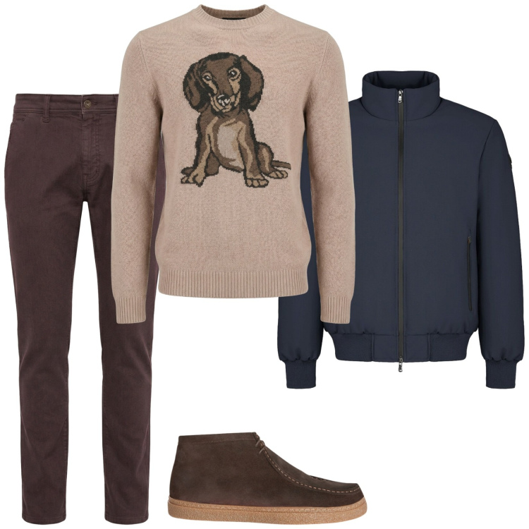 Outfit uomo - Il pull iconico. Stile Casual per Tutti i giorni. Abbinamento con pantaloni, stivali e stivaletti, maglieria, giacche.