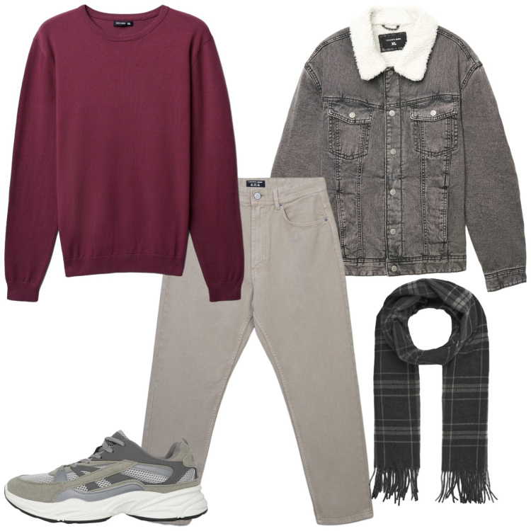 Outfit uomo - Marzo. Stile Casual per Tutti i giorni. Abbinamento con jeans, sneakers, sciarpe, maglieria, cappotti.