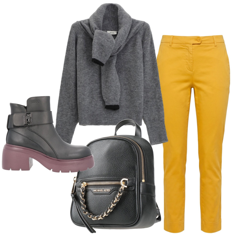 Outfit donna - Total look #2360437. Stile Casual chic per Tutti i giorni. Abbinamento con zaini, stivaletti, pantaloni, maglieria.