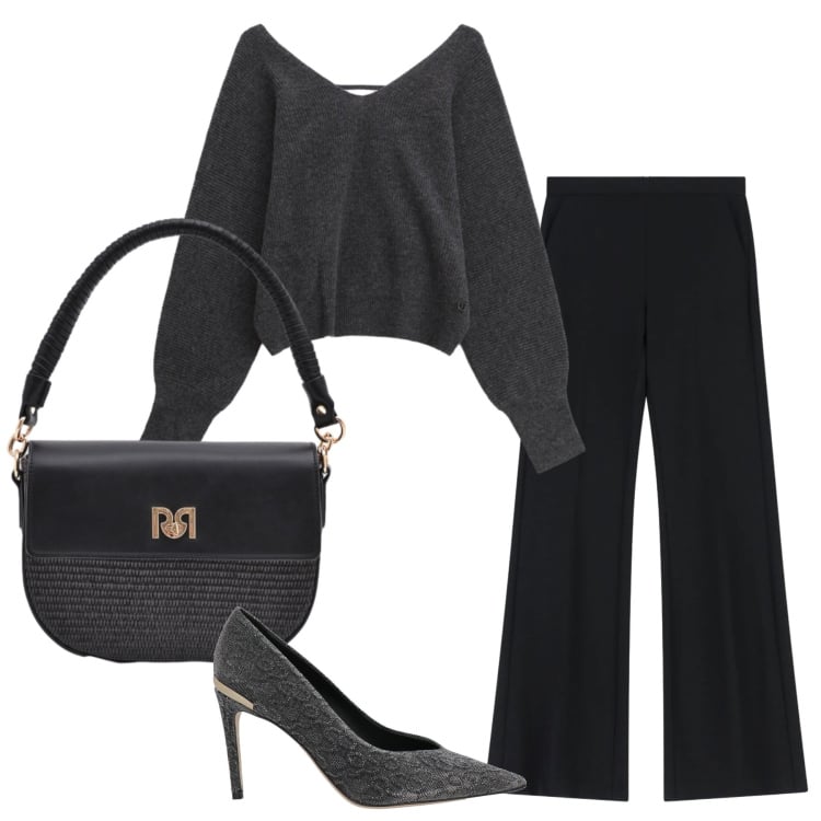 Outfit donna - Total look #2360439. Stile Chic per Serata fuori. Abbinamento con décolleté, borse a spalla, pantaloni, maglieria.