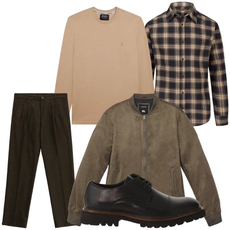 Outfit uomo - Linee quadrettate. Stile Casual per Tutti i giorni. Abbinamento con giacche, pantaloni, scarpe stringate, t-shirt, camicie.