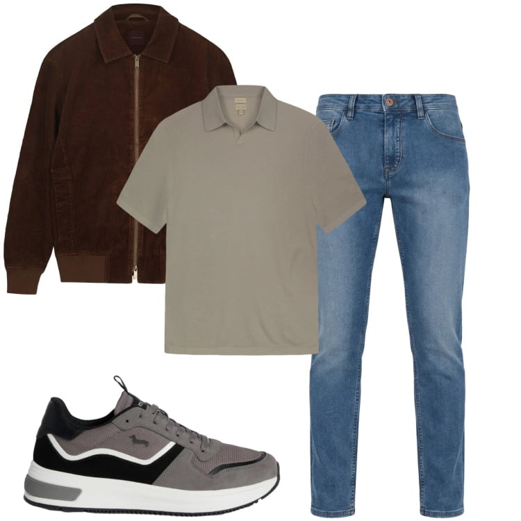 Outfit uomo - Denim primaverile. Stile Casual per Tutti i giorni. Abbinamento con jeans, sneakers, giacche, polo.