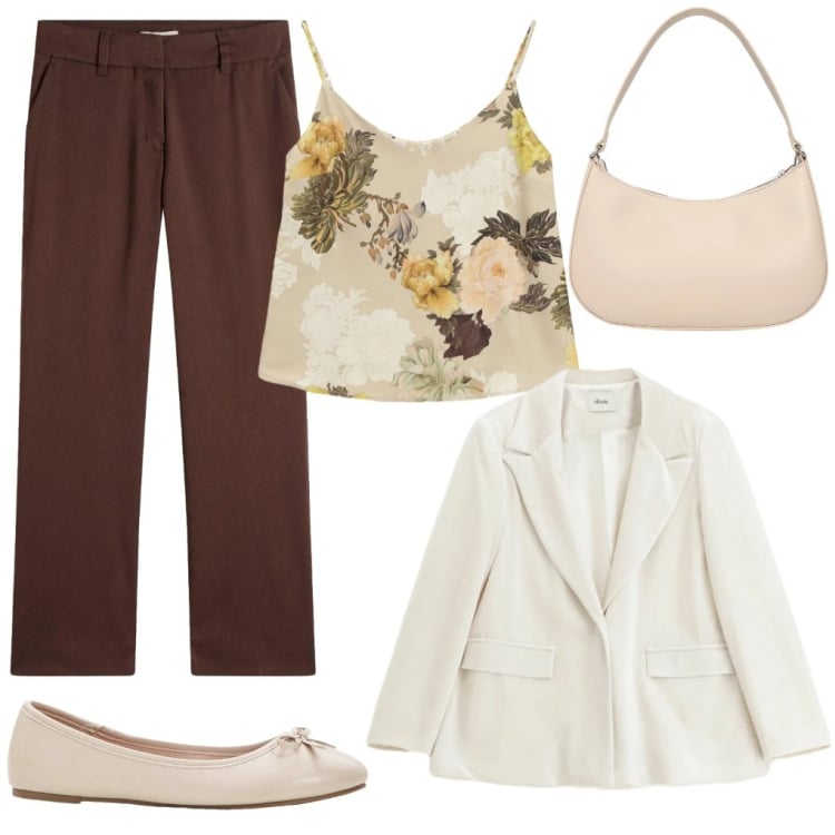 Outfit donna - Antonia: la delicata.. Stile Bon Ton per Tutti i giorni. Abbinamento con pantaloni, ballerine, borse a tracolla, top, blazer.