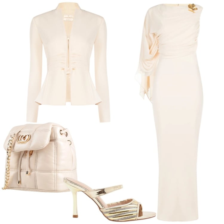 Outfit donna - Total look #2360601. Stile Chic per Cerimonia. Abbinamento con valigie, vestiti lunghi, blazer, sabot.