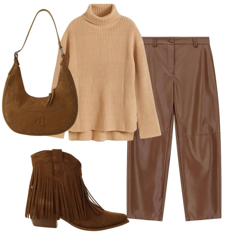 Outfit donna - Total look #2360608. Stile Basic per Tutti i giorni. Abbinamento con maglieria, pantaloni, stivaletti texani, cappotti.