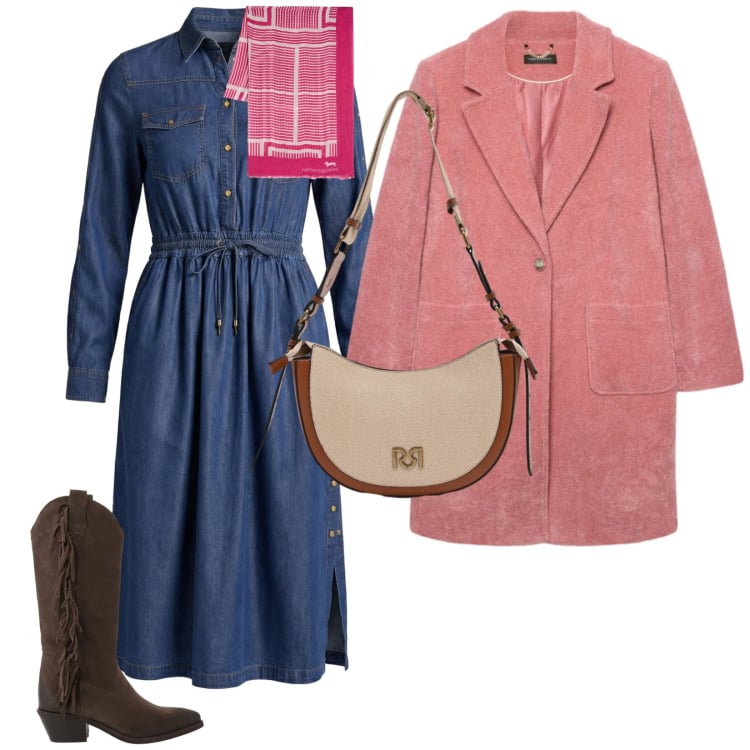 Outfit donna - Buon barbecue di pasquetta. per Tutti i giorni. Abbinamento con vestiti chemisier, sciarpe, cappotti, stivali, borse a tracolla.