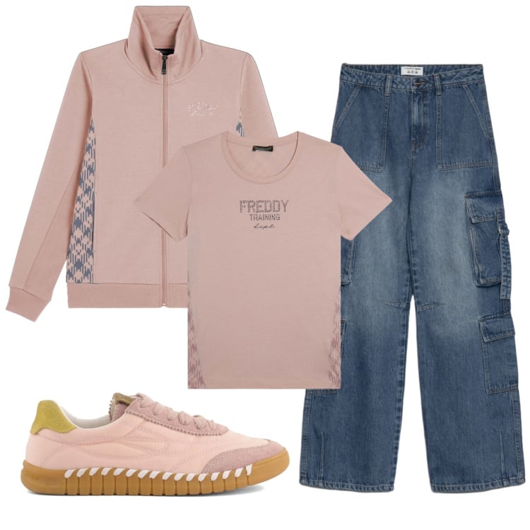 Outfit donna - Total look #2360627. Stile Casual per Tutti i giorni. Abbinamento con jeans, felpe, t-shirt, sneakers.