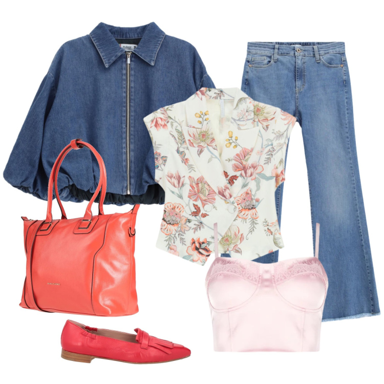 Outfit donna - Total look #2360628. Stile Casual chic per Tutti i giorni. Abbinamento con mocassini, zaini, gilet, jeans, blazer, top.