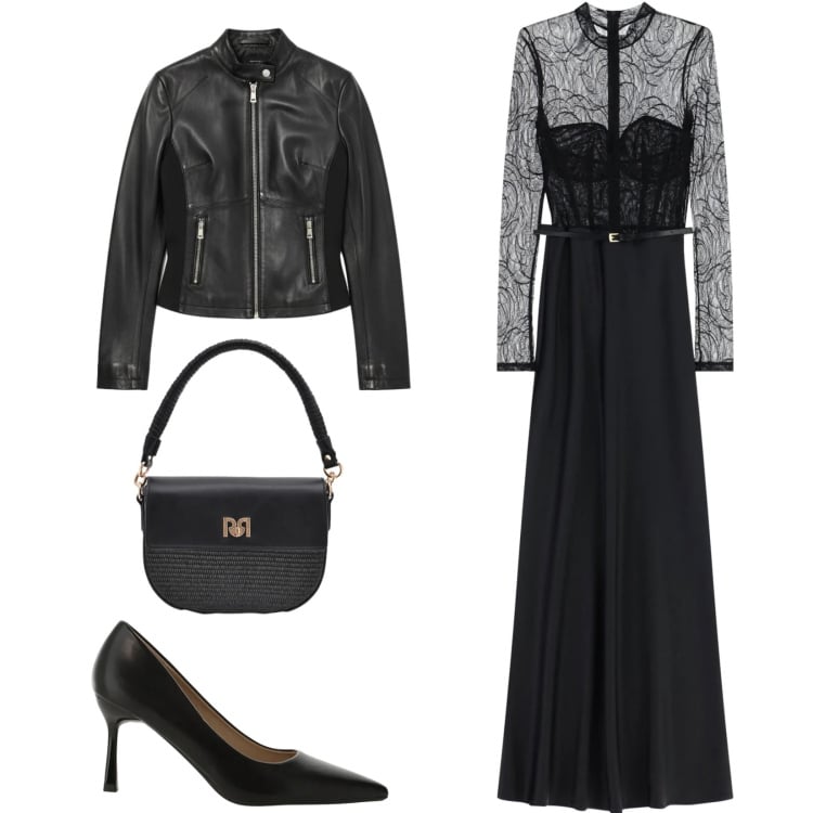 Outfit donna - Total look #2360629. Stile Glamour per Serata fuori. Abbinamento con vestiti lunghi, décolleté, borse a spalla, giacche.