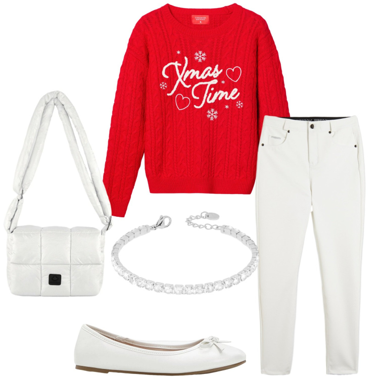 Outfit donna - Total look #2360650. Stile Casual per Tutti i giorni. Abbinamento con ballerine, maglieria, braccialetti, pantaloni skinny, borse a spalla.