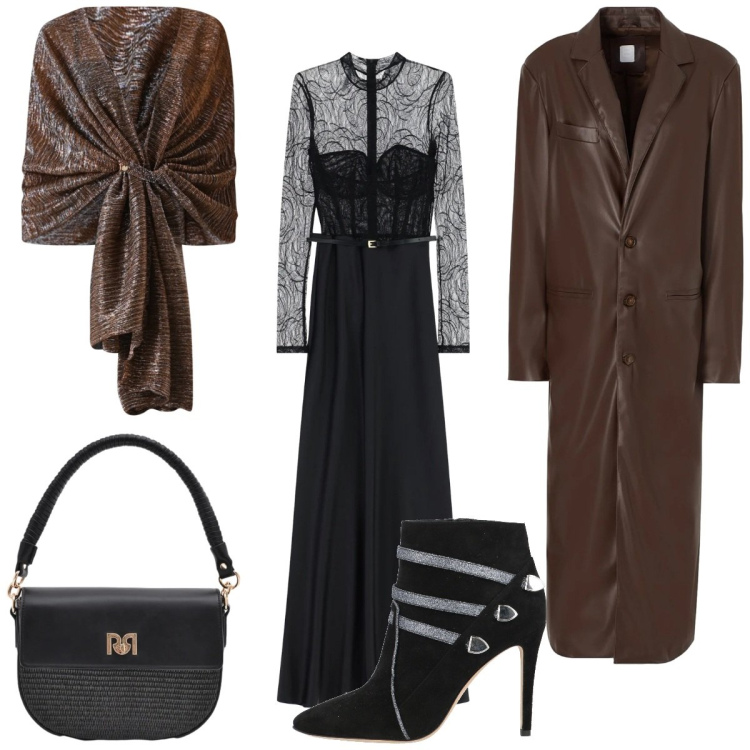 Outfit donna - Un po\' vintage. Stile Vintage retrò per Serata fuori. Abbinamento con stivaletti, cappotti, vestiti lunghi, stole, borse a spalla.