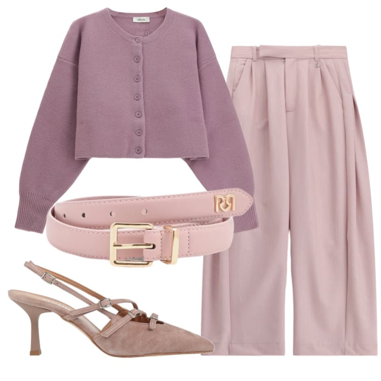 Outfit donna - Total look #2360717. Stile Romantica per Serata fuori. Abbinamento con décolleté, cardigans, pantaloni a palazzo, cinture.