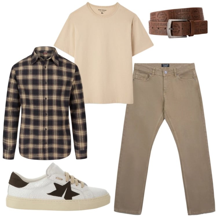 Outfit uomo - Sebastian: in biblioteca. Stile Urban per Tutti i giorni. Abbinamento con cinture, sneakers, jeans, t-shirt, camicie.