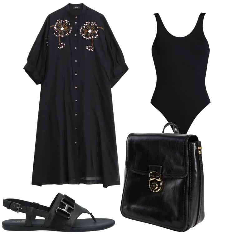 Outfit donna - Camicione per la giornata. Stile Casual per Tutti i giorni. Abbinamento con zaini, infradito, body, vestiti midi/longuette.