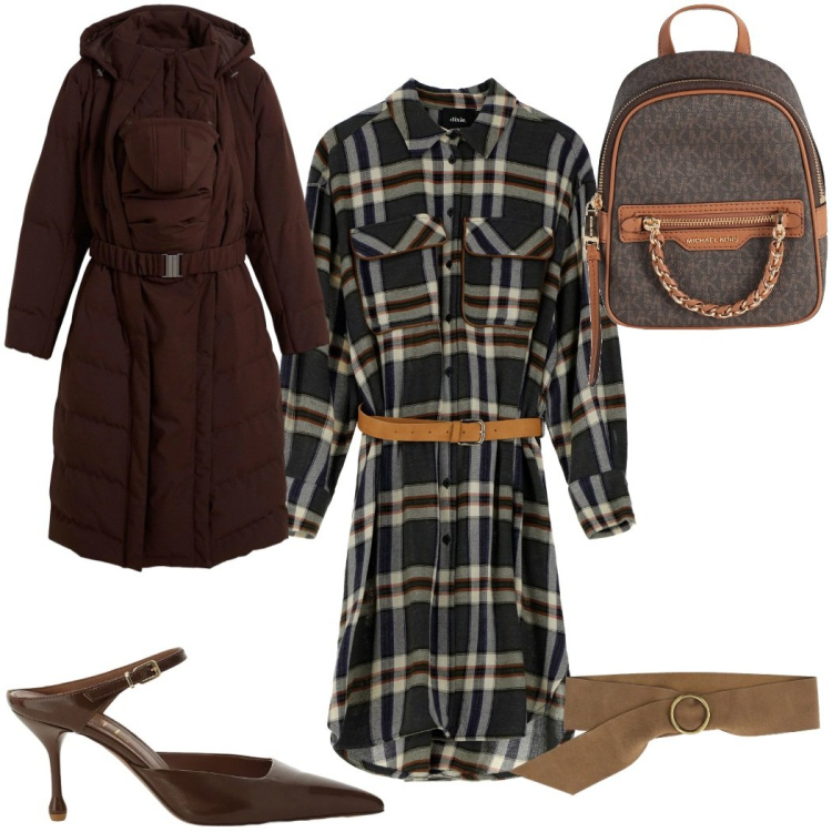 Outfit donna - Total look #2360780. Stile Trendy per Tutti i giorni. Abbinamento con zaini, blazer, cinture, décolleté, vestiti midi/longuette.