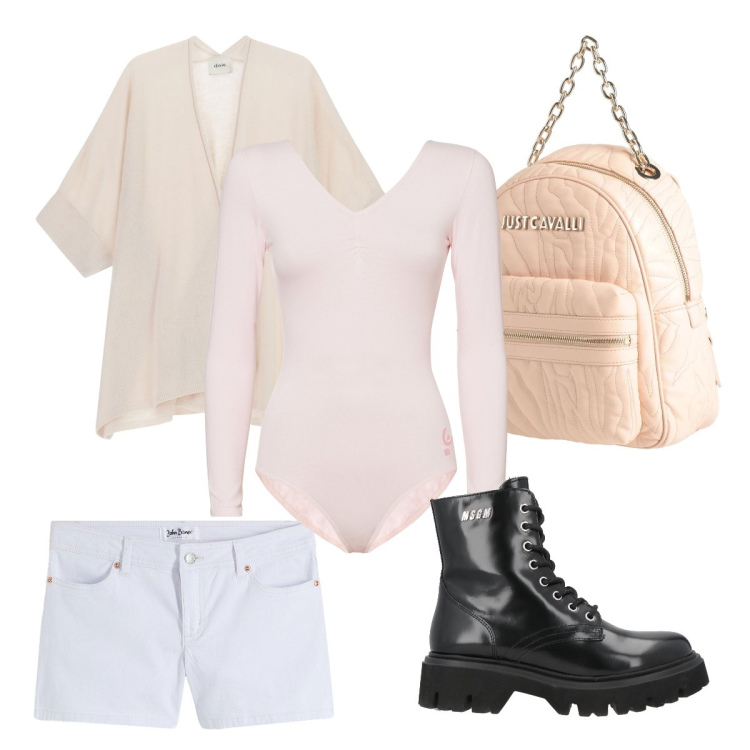 Outfit donna - Comoda a scuola. Stile Urban per Scuola/Università. Abbinamento con anfibi, zaini, shorts, cardigans, body.