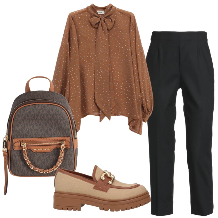 Outfit donna - Total look #2360841. Stile Trendy per Ufficio. Abbinamento con zaini, pantaloni, mocassini, camicie.