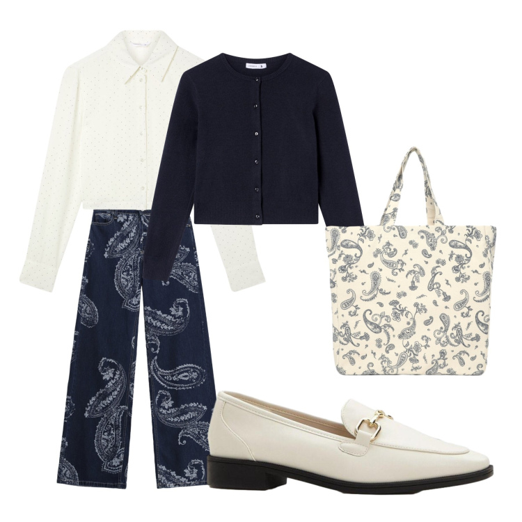 Outfit donna - comoda e bella. Stile Basic per Tutti i giorni. Abbinamento con mocassini, camicie, cardigans, shopping bag, jeans.