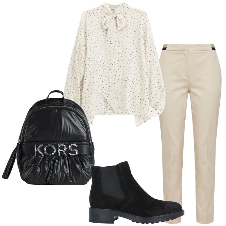 Outfit donna - Total look #2360847. Stile Casual chic per Tutti i giorni. Abbinamento con stivaletti chelsea, zaini, pantaloni chino, camicie.