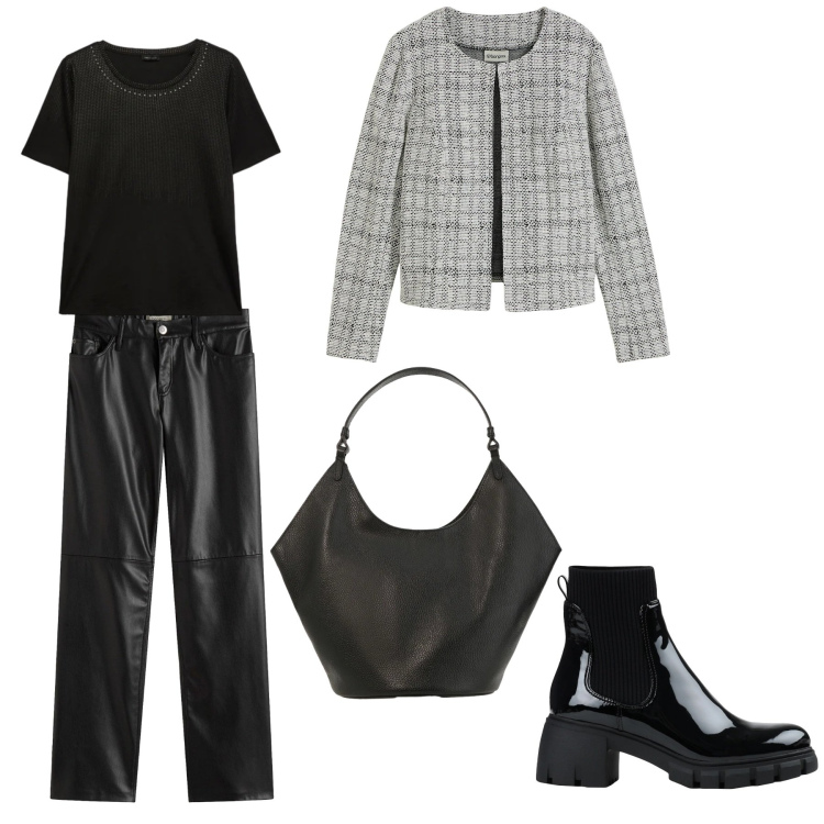 Outfit donna - Total look #2360857. Abbinamento con stivaletti, cardigans, pantaloni, t-shirt, borse a spalla.