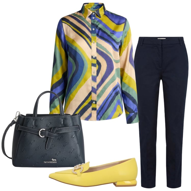 Outfit donna - Total look #2360907. Stile Casual chic per Ufficio. Abbinamento con mocassini, camicie, pantaloni chino, borse a mano.