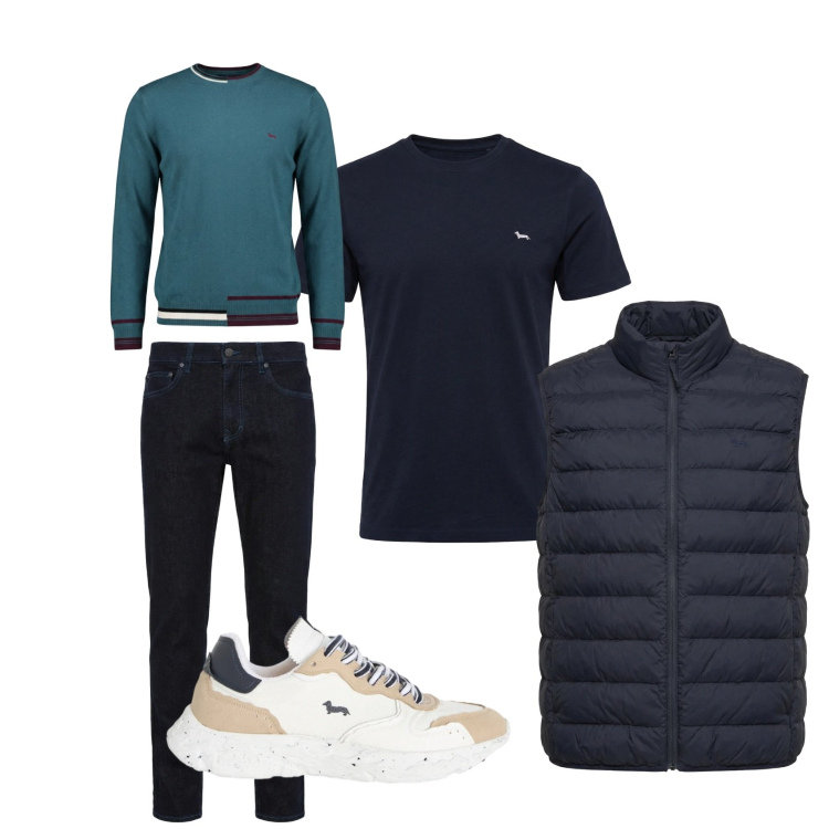 Outfit uomo - Lo smanicato. Stile Casual per Tutti i giorni. Abbinamento con jeans, piumini, t-shirt, sneakers, pullovers.