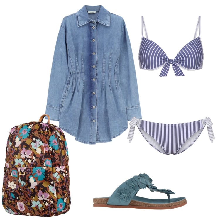 Outfit donna - Total look #2360916. Stile Basic per Mare. Abbinamento con valigie, infradito, bikini, vestiti lunghi.