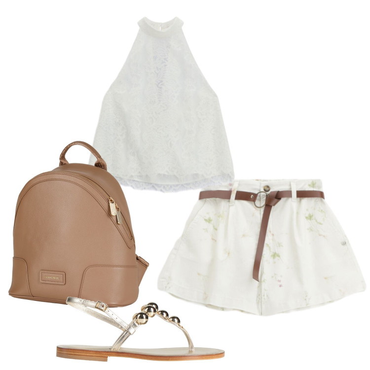 Outfit donna - Total look #2360920. Stile Casual per Tutti i giorni. Abbinamento con zaini, infradito, top, shorts.