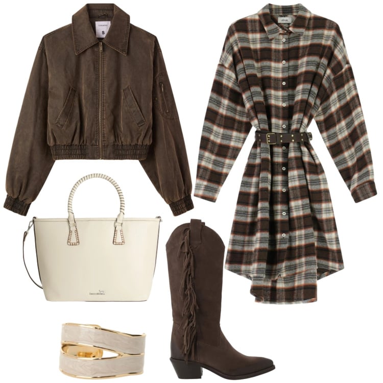 Outfit donna - Urban ogni giorno. Stile Urban per Tutti i giorni. Abbinamento con shopping bag, bomber, stivali, vestiti corti, anelli.