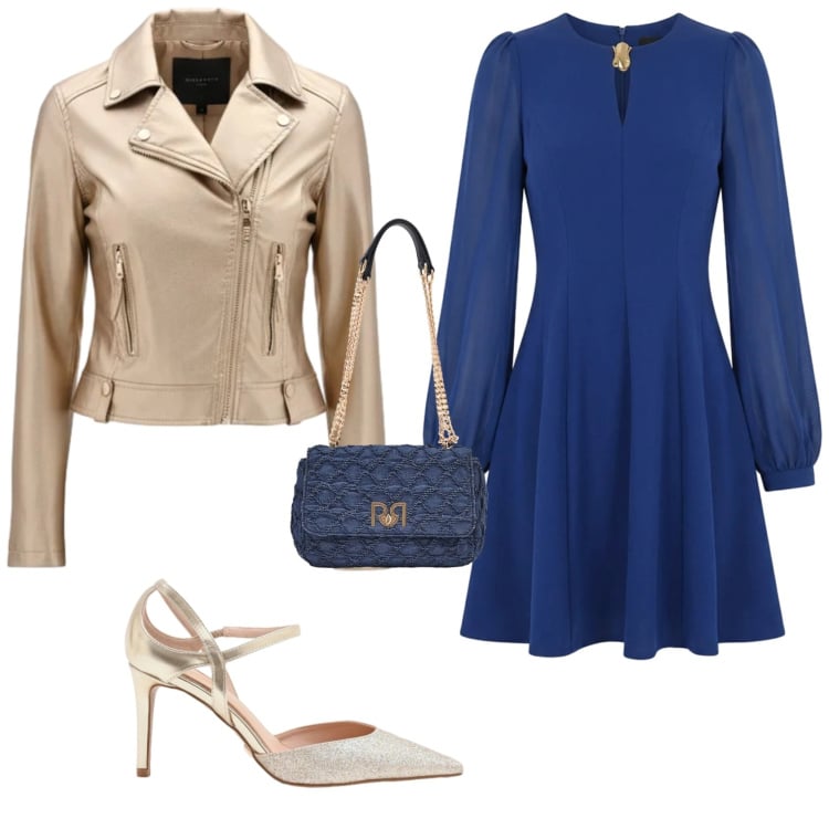 Outfit donna - Chic serata evento. Stile Chic per Serata fuori. Abbinamento con giacche, décolleté, borse a spalla, vestiti corti.