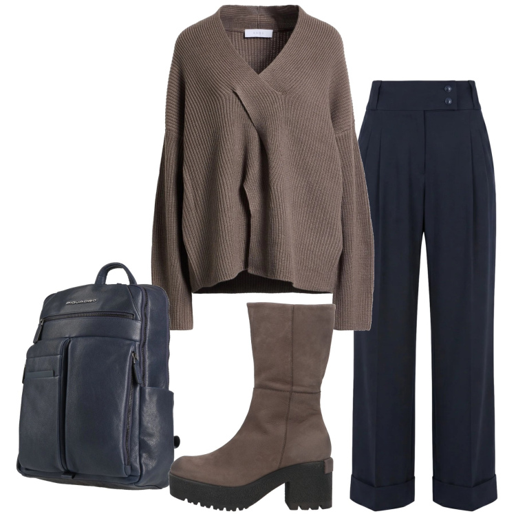 Outfit donna - Total look #2360938. Stile Casual per Tutti i giorni. Abbinamento con pullovers, zaini, stivaletti, pantaloni.