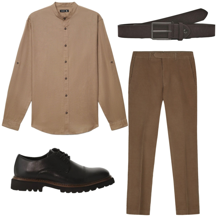 Outfit uomo - Total look trendy. Stile Trendy per Serata speciale. Abbinamento con scarpe stringate, cinture, camicie, pantaloni.