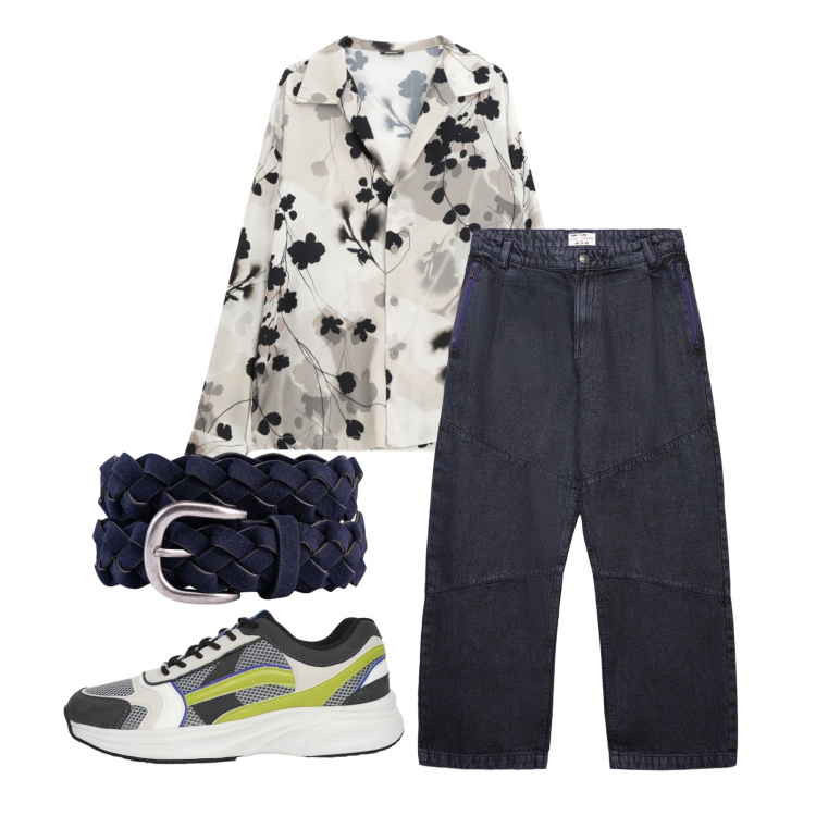 Outfit uomo - Marzo. Stile Urban per Tutti i giorni. Abbinamento con camicie, sneakers, jeans dritti, cinture.