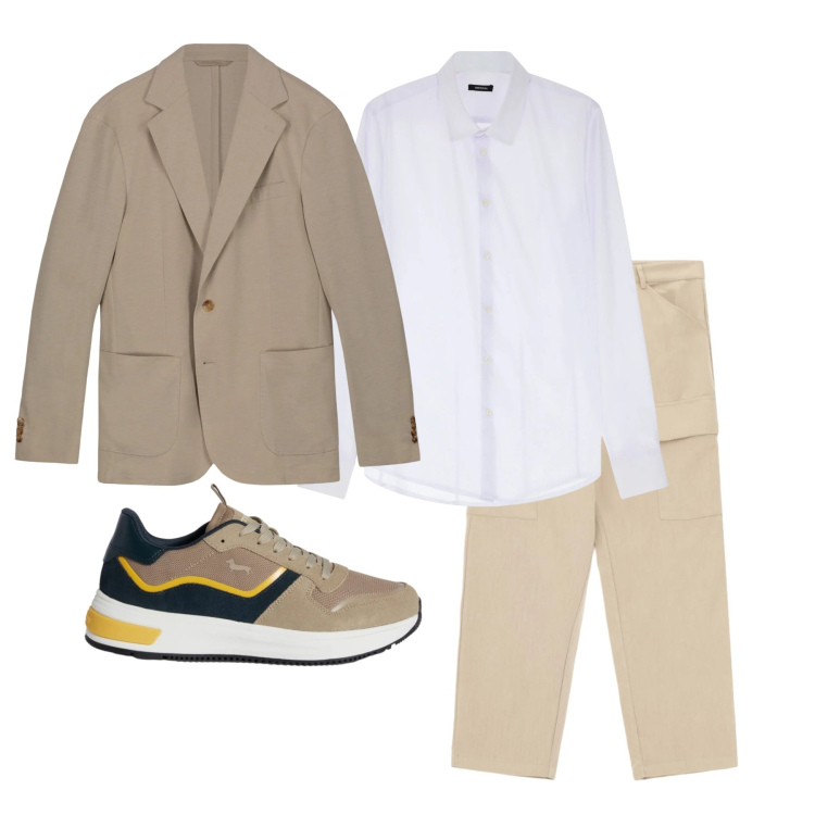Outfit uomo - Marzo. Stile Trendy per Tutti i giorni. Abbinamento con sneakers, camicie, pantaloni cargo, giacche.