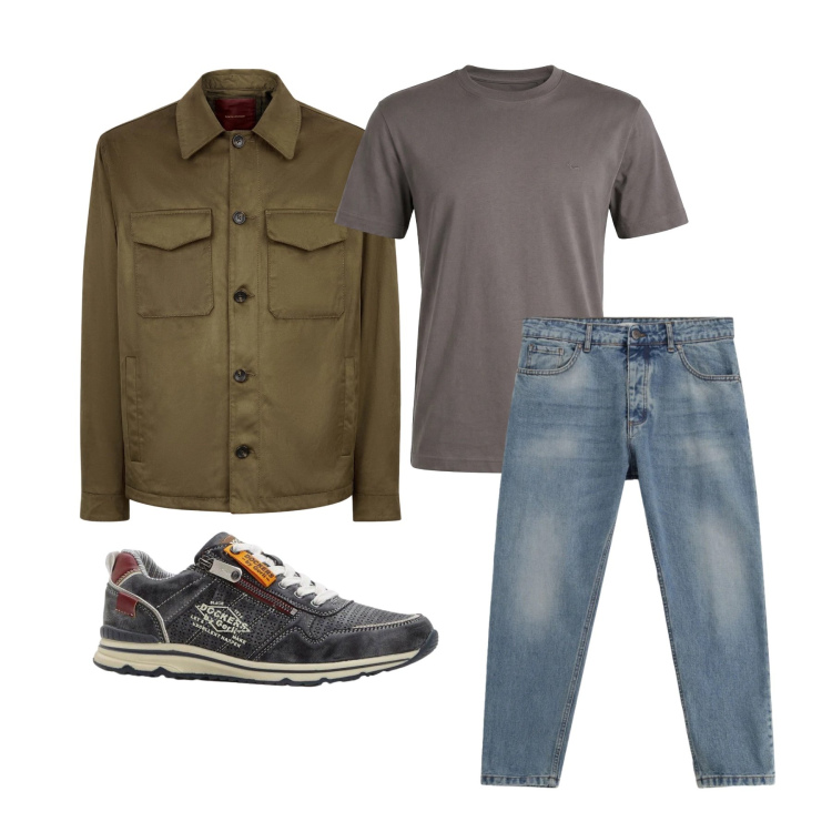 Outfit uomo - Marzo. Stile Trendy per Tutti i giorni. Abbinamento con sneakers, t-shirt, jeans, giacche.