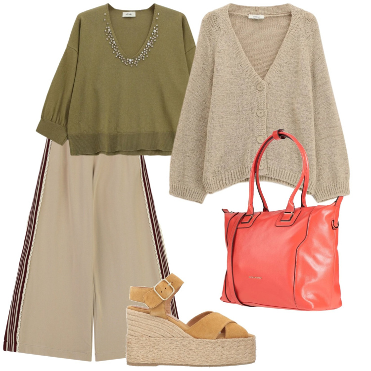 Outfit donna - Maglia leggera. per Tutti i giorni. Abbinamento con espadrillas, zaini, cardigans, pantaloni a palazzo, maglieria.