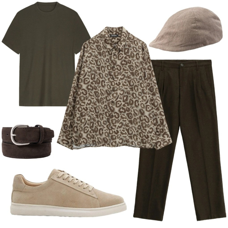 Outfit uomo - Leo: camicia e coppola. Stile Casual per Tutti i giorni. Abbinamento con sneakers, camicie, pantaloni, t-shirt, cinture, cappelli e berretti.