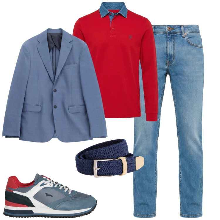 Outfit uomo - City. Stile Urban per Tutti i giorni. Abbinamento con sneakers, polo, cinture, jeans, giacche.