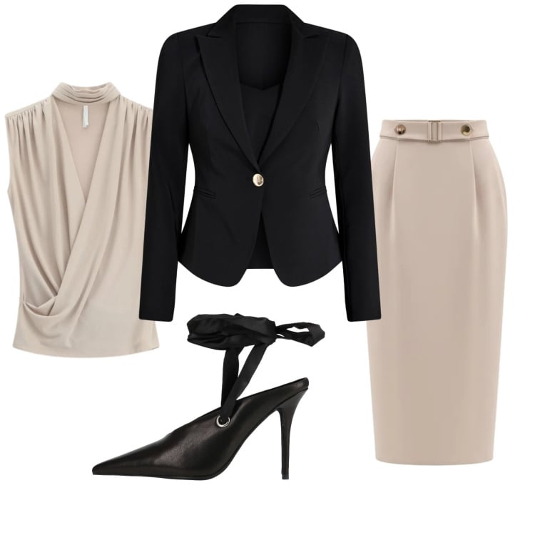 Outfit donna - Total look #2361194. Stile Chic per Cerimonia. Abbinamento con décolleté, top, blazer, gonne longuette.