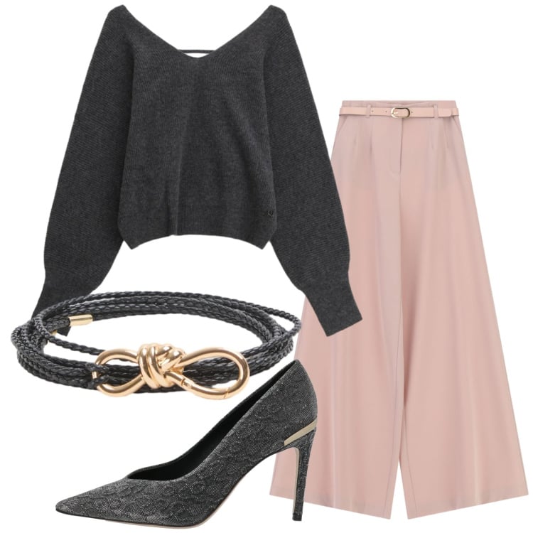 Outfit donna - Total look #2361216. Stile Basic per Serata fuori. Abbinamento con décolleté, cinture, pantaloni a palazzo, maglieria.