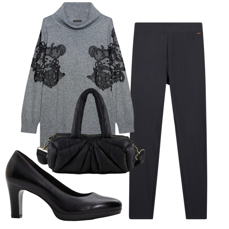 Outfit donna - Total look #2361218. Stile Basic per Ufficio. Abbinamento con décolleté, maglieria, leggings, borse a mano.