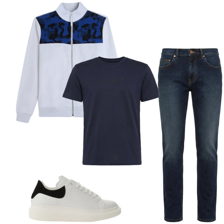 Outfit uomo - Total look #2361304. Stile Casual per Tutti i giorni. Abbinamento con jeans, t-shirt, sneakers, felpe.