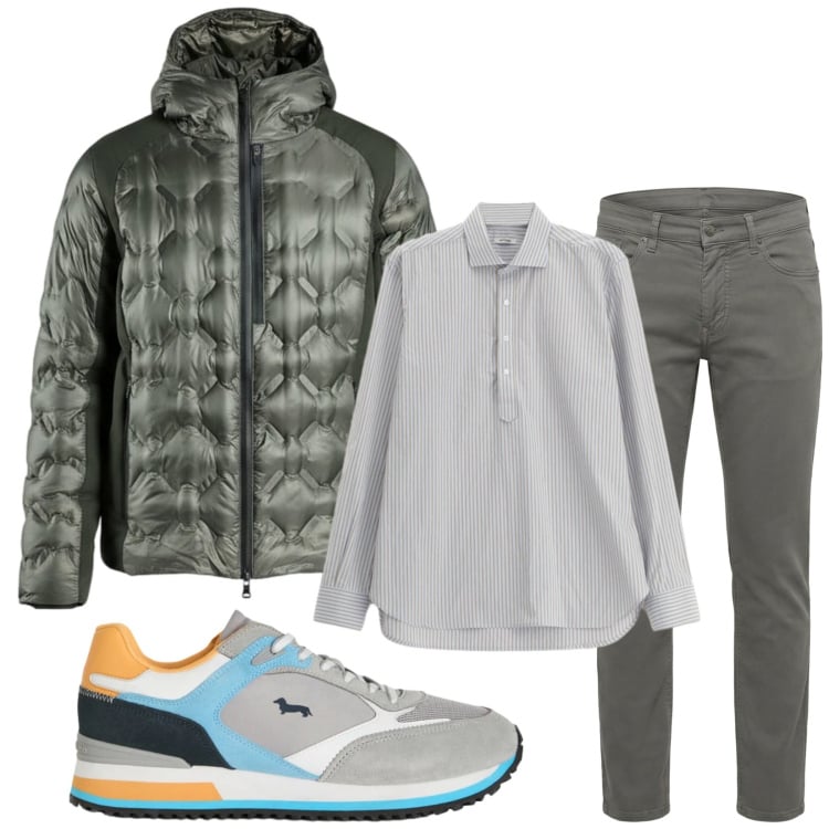 Outfit uomo - Total look #2361305. Stile Trendy per Tutti i giorni. Abbinamento con sneakers, pantaloni, camicie, piumini.