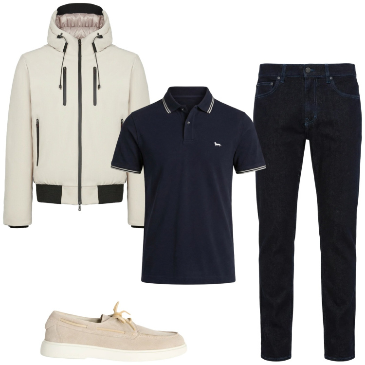 Outfit uomo - Total look #2361311. Stile Trendy per Tutti i giorni. Abbinamento con jeans, scarpe stringate, polo, giacche.