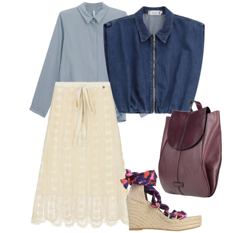 Outfit donna - Leggera. per Tutti i giorni. Abbinamento con zaini, espadrillas, camicie, gonne longuette, gilet.