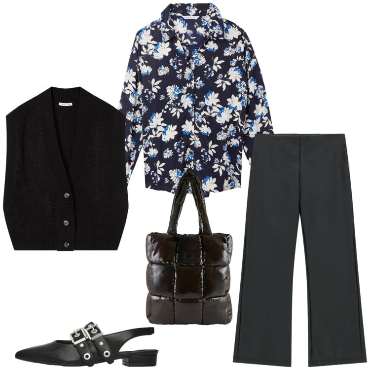 Outfit donna - Total look #2361365. Stile Casual chic per Ufficio. Abbinamento con camicie, maglieria, ballerine, pantaloni, shopping bag.