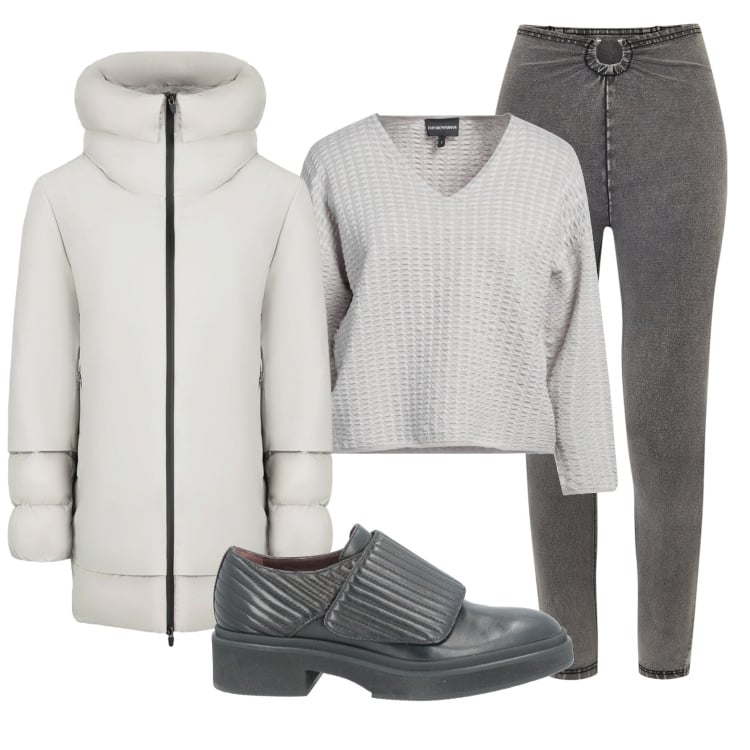 Outfit donna - Total look #2361383. Stile Casual per Tutti i giorni. Abbinamento con pullovers, mocassini, jeggings, cappotti.