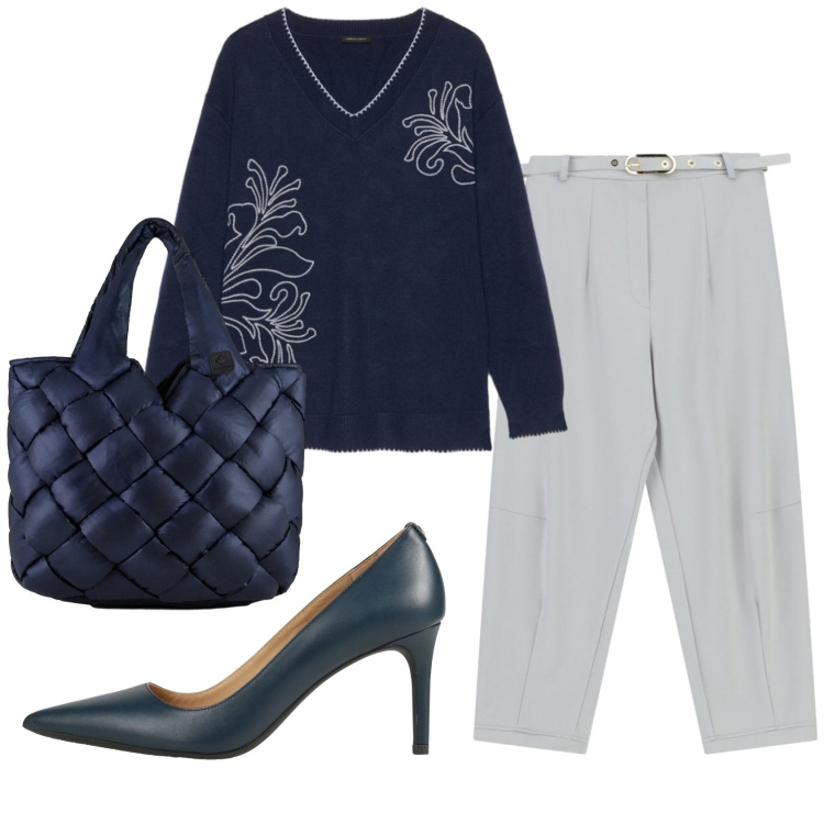 Outfit donna - Total look #2361397. Stile Basic per Ufficio. Abbinamento con décolleté, pantaloni, maglieria, borse tote.